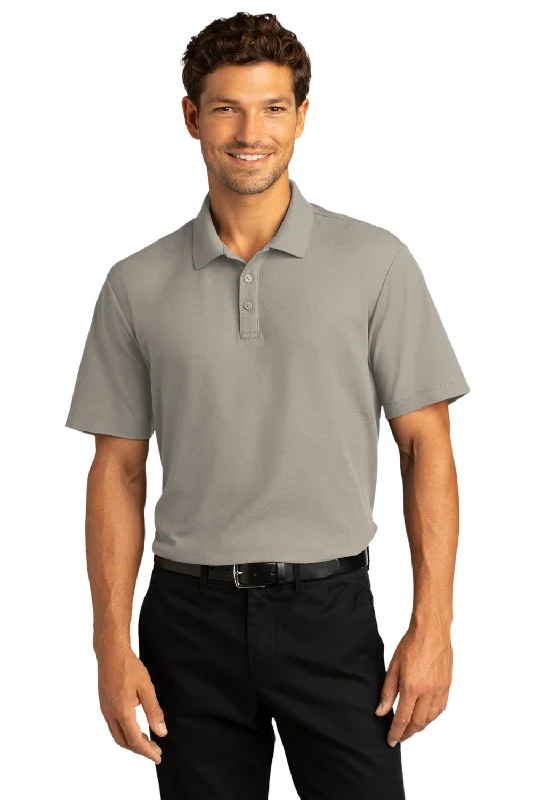 Port Authority Mens React SuperPro Snag Resistant Short Sleeve Polo Shirt - Gusty Grey