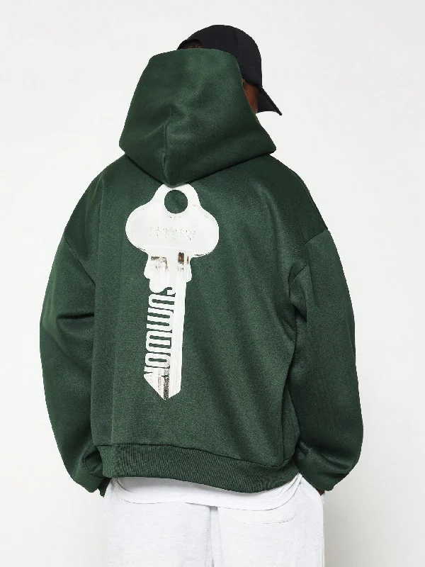 Regular Fit Overhead Hoodie With Key Graphic Print