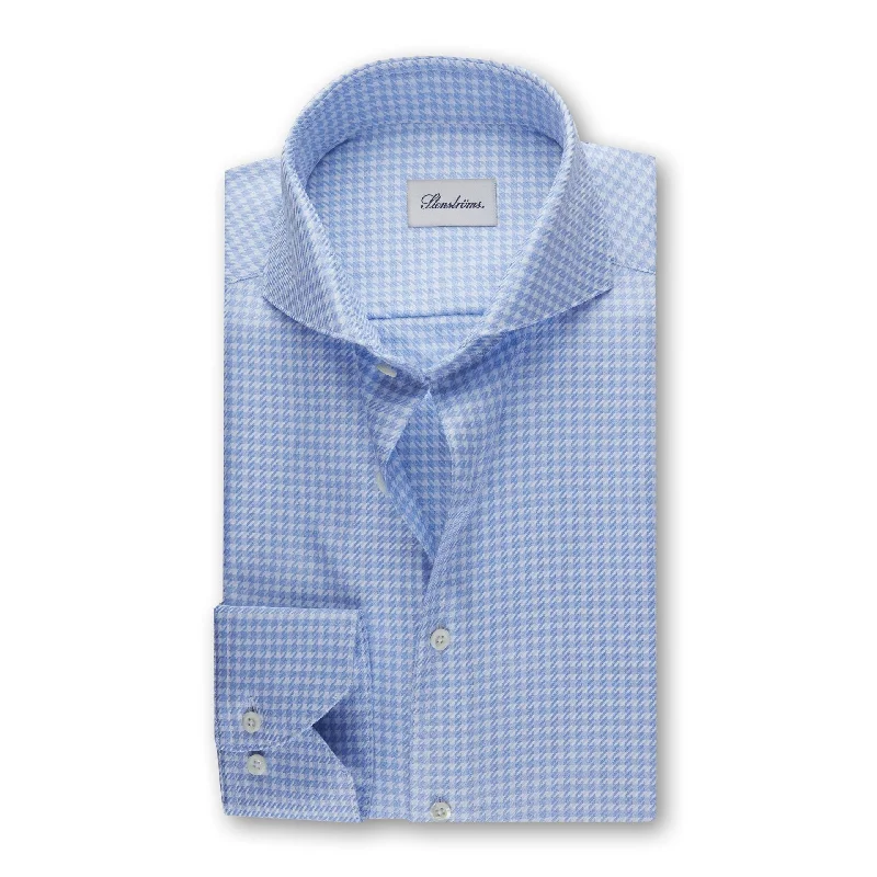 Light Blue Checked Fitted Shirt - Stenströms