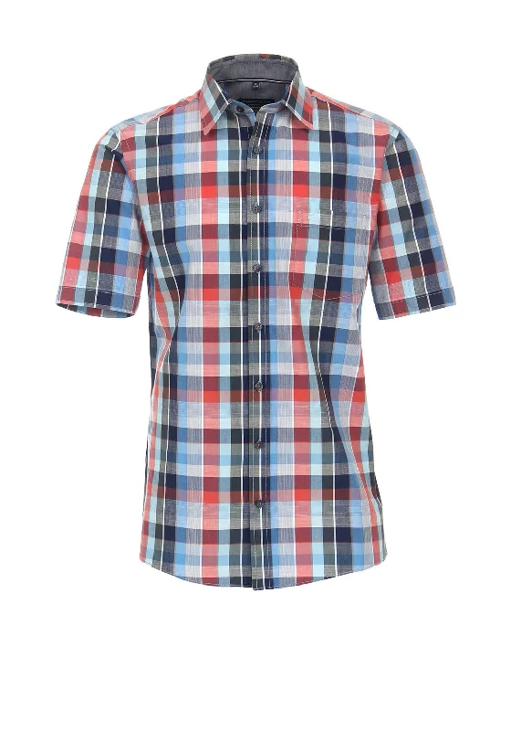 Casa Moda Short Sleeve Checked Shirt, Red Multi