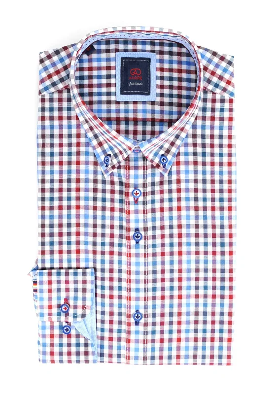 Andre Ashford Long Sleeve Check Shirt, Red