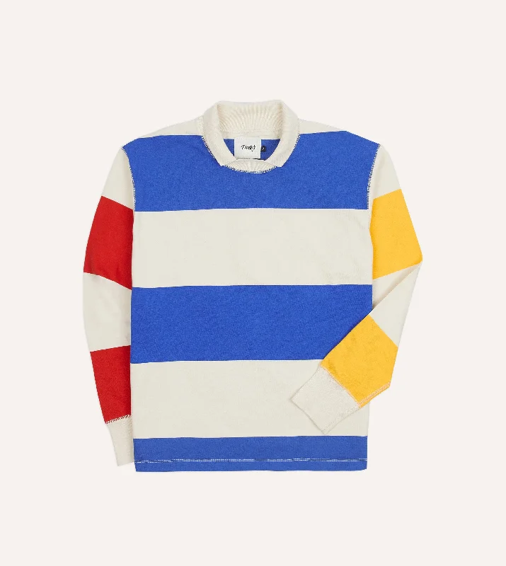 Primary Block Stripe Mock Collar Long-Sleeve Jersey