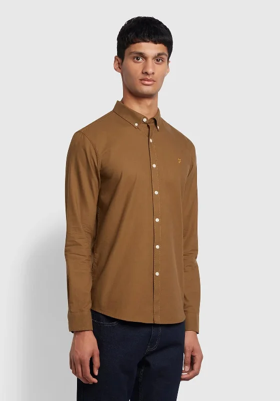 Farah Brewer Long Sleeve Shirt, Green Khaki