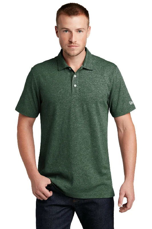 New Era Mens Slub Twist Short Sleeve Polo Shirt - Dark Green Twist