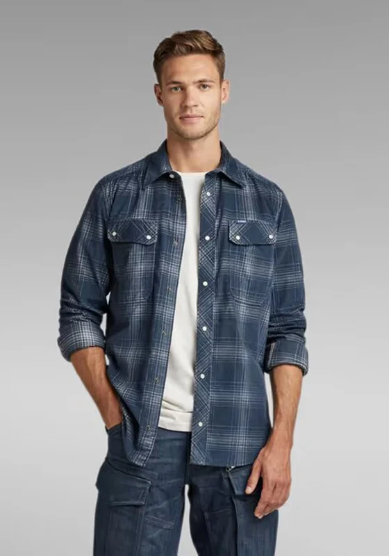 G-Star Raw Worker Check Corduroy Shirt, Luna Blue