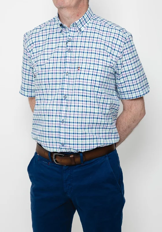 Andre Dunne Short Sleeve Check Shirt, Jade Multi