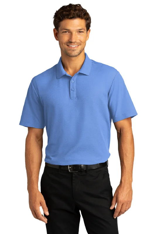 Port Authority Mens React SuperPro Snag Resistant Short Sleeve Polo Shirt - Ultramarine Blue