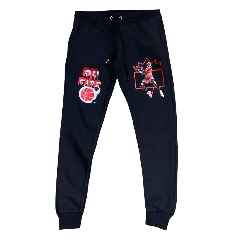 Men's 4S Red Thunder On Fire Jogger In Black