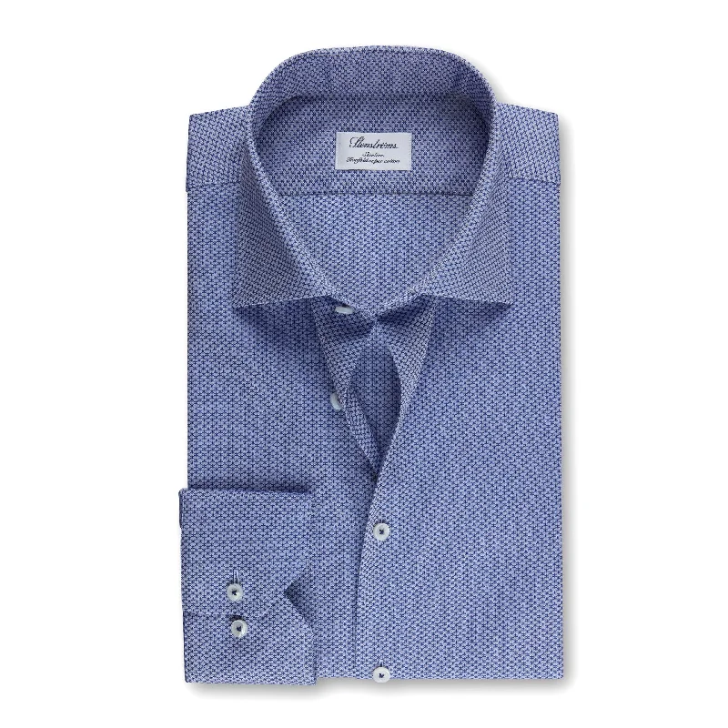 Blue Patterned Slimline Shirt- Stenströms