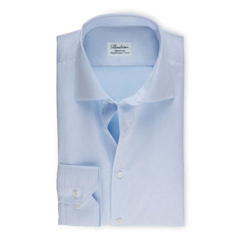 Light Blue Fitted Body Shirt In Superior Twill - Stenströms