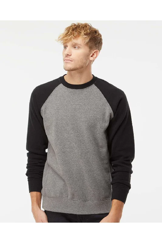 Independent Trading Co. Mens Special Blend Crewneck Raglan Sweatshirt - Heather Nickel Grey/Black