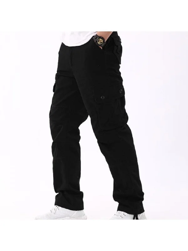 Casual Pure Color Multi-pockets Men's Long Pants