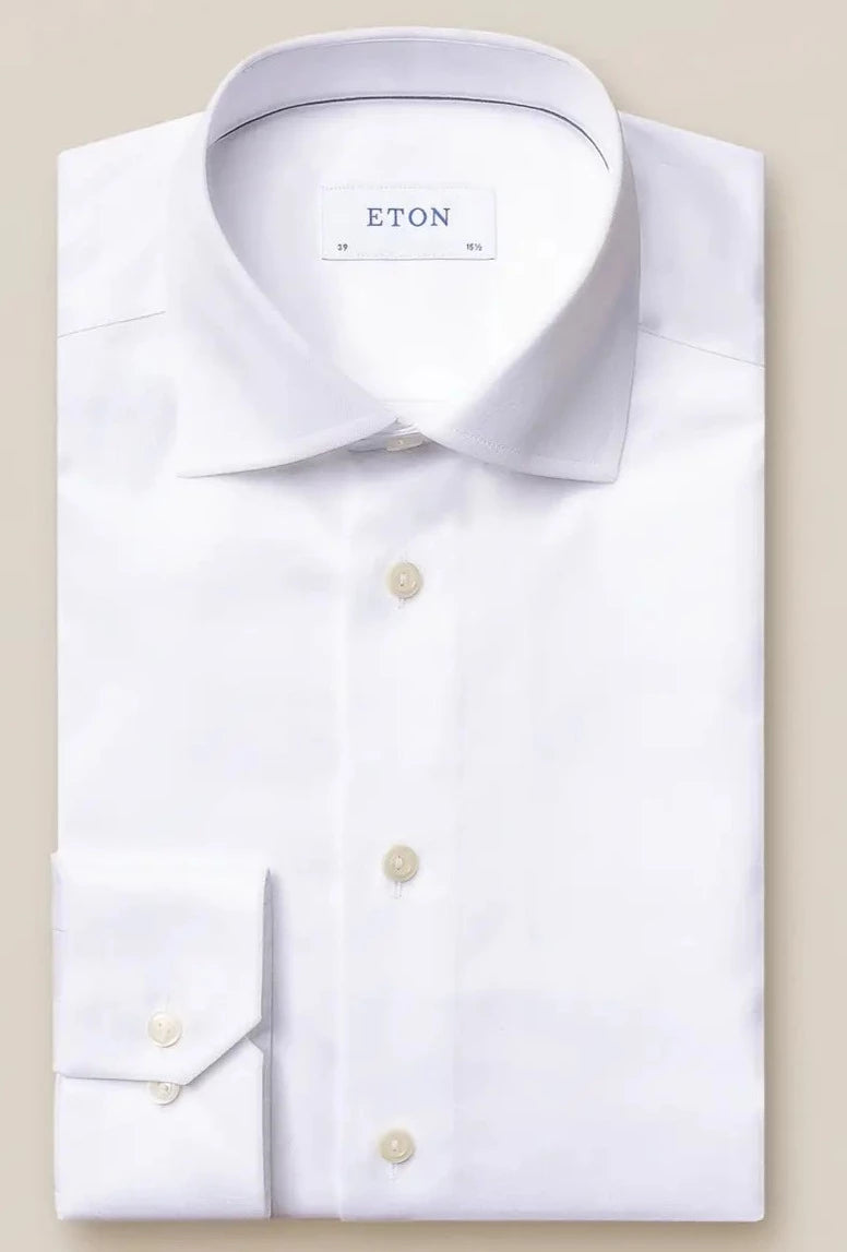 White Signature Twill Contemporary Fit Dress Shirt - ETON