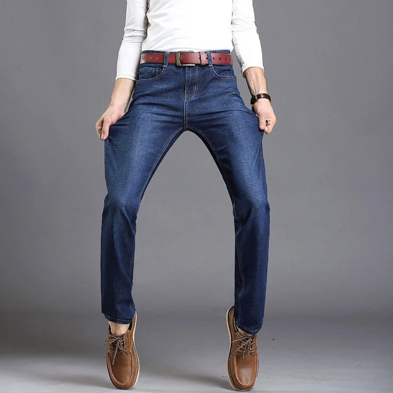 men fashion straight men Jeans classic denim brand jeans fall Winter Stretch jeans cotton Slim Jeans