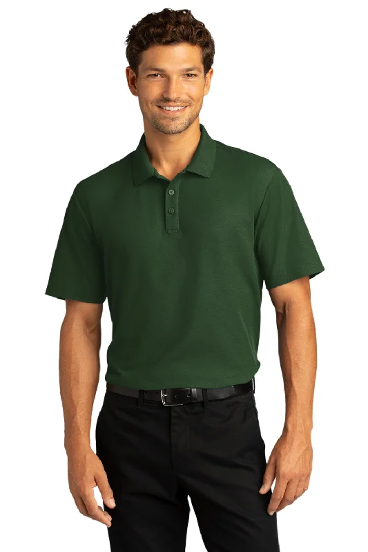 Port Authority Mens React SuperPro Snag Resistant Short Sleeve Polo Shirt - Dark Green