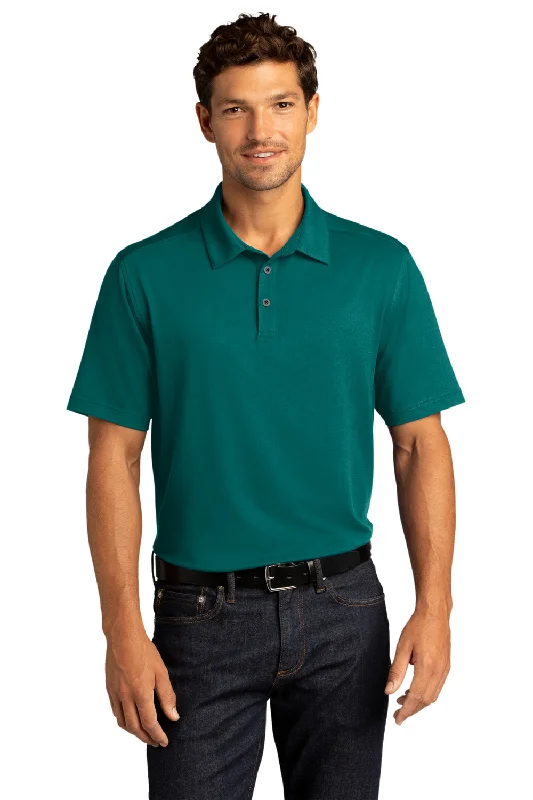 Port Authority Mens City Moisture Wicking Short Sleeve Polo Shirt - Dark Teal Green