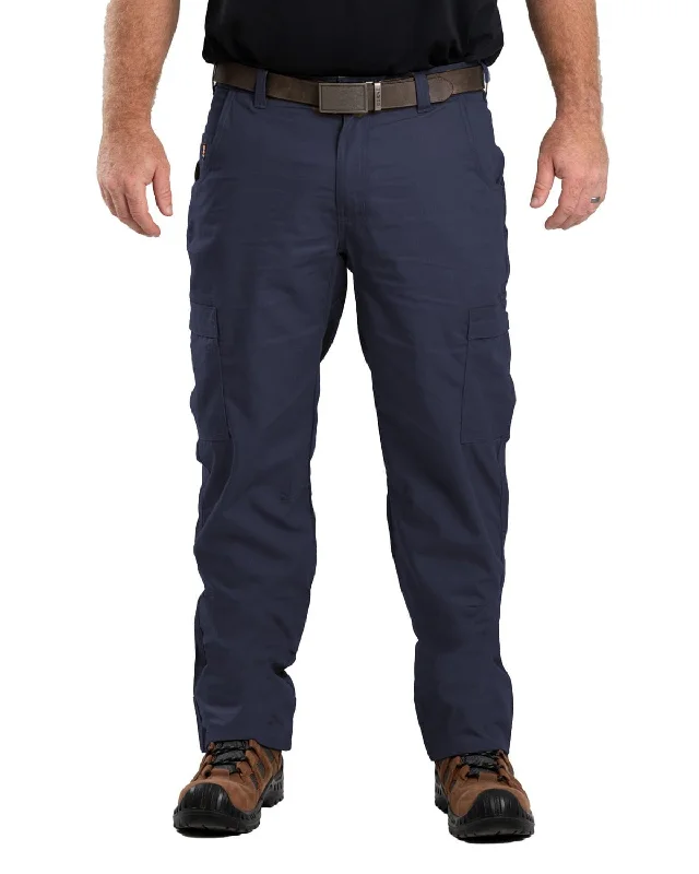 Berne Apparel Mens Flame Resistant Ripstop Navy Cotton Blend Work Pants