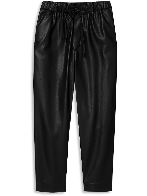 Mens Faux Leather High Rise Trouser Pants