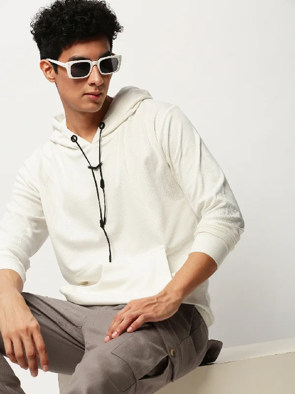 Men White Solid Casual Sweatshirts