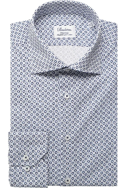 Blue Patterned Shirt Slimline- Stenströms