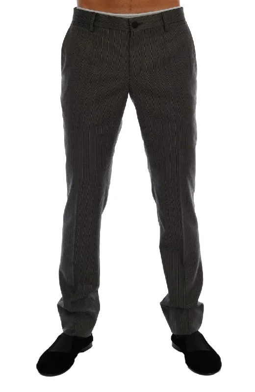 Dolce & Gabbana Elegant  Striped Wool Formal Men's Trousers