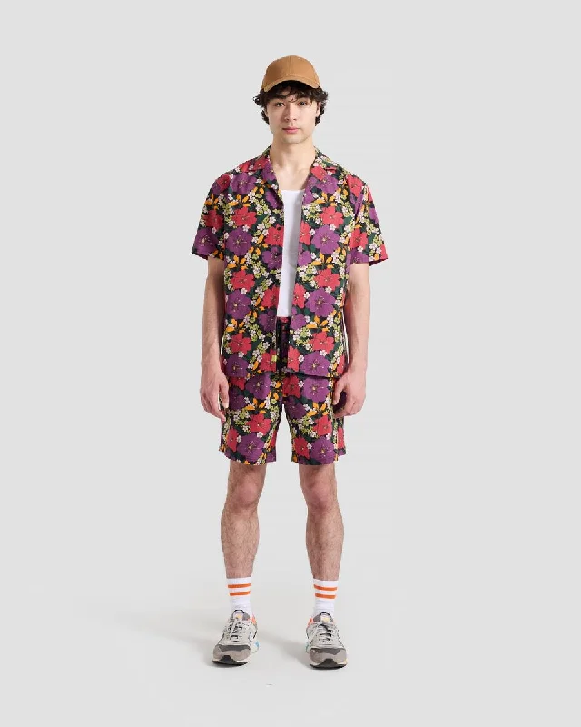 Purple Tropical Printed Camp Shirt