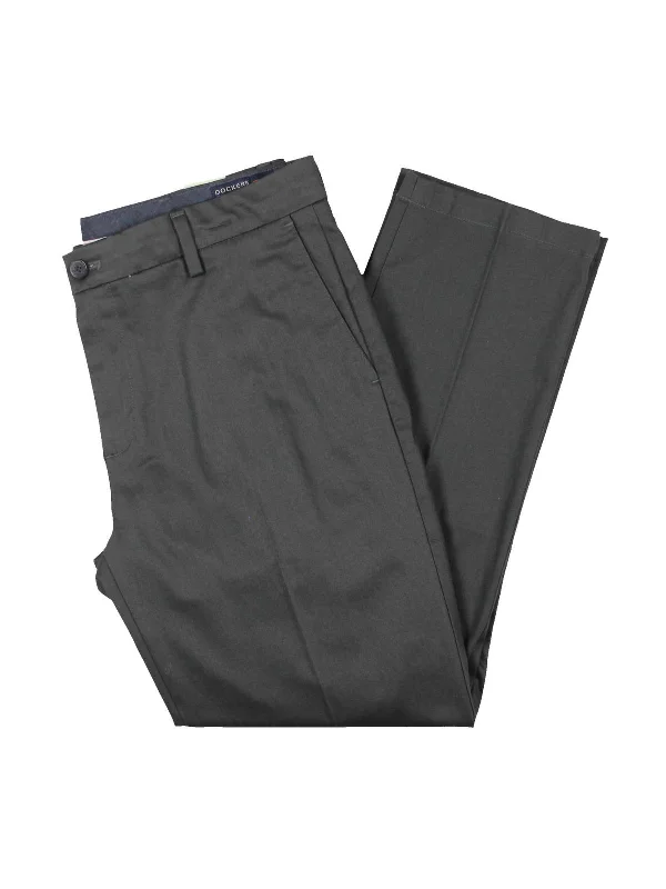 Mens Mid-Rise Straight Leg Khaki Pants