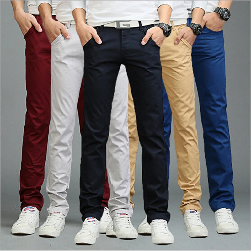 9 colors summer autumn fashion business or casual style pants men slim straight casual long pants fashion multicolor men pants