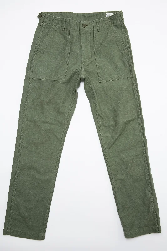 orSlow Slim Fit Fatigue Pants - Green Reverse Cotton Sateen