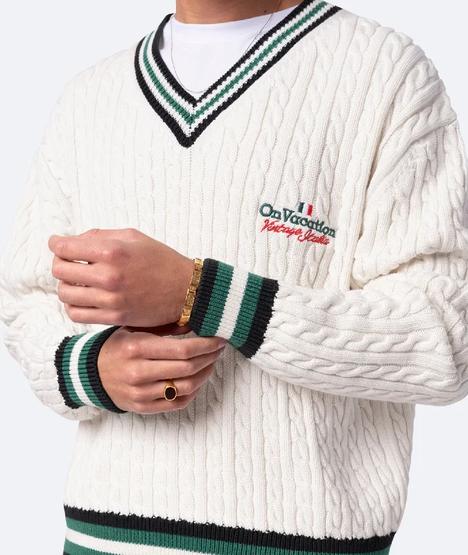 Retro Italia Knit Sweater - Off White