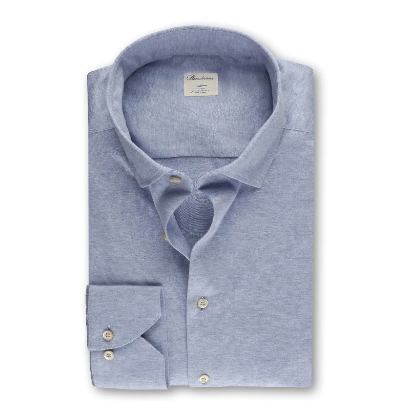 Casual Blue Jersey Stretch Shirt - Stenströms