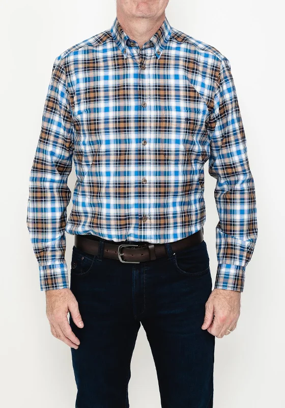 Daniel Grahame Drifters Ivano Check Shirt, Tan & Blue