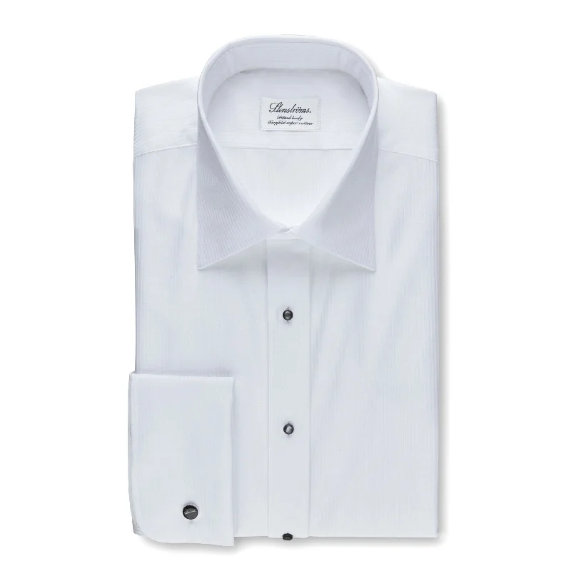 White Fitted Body Textured Tuxedo Shirt - Stenströms