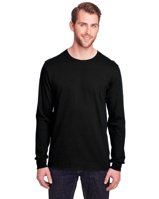 Fruit of the Loom Adult ICONIC Long Sleeve T-Shirt | Black Ink