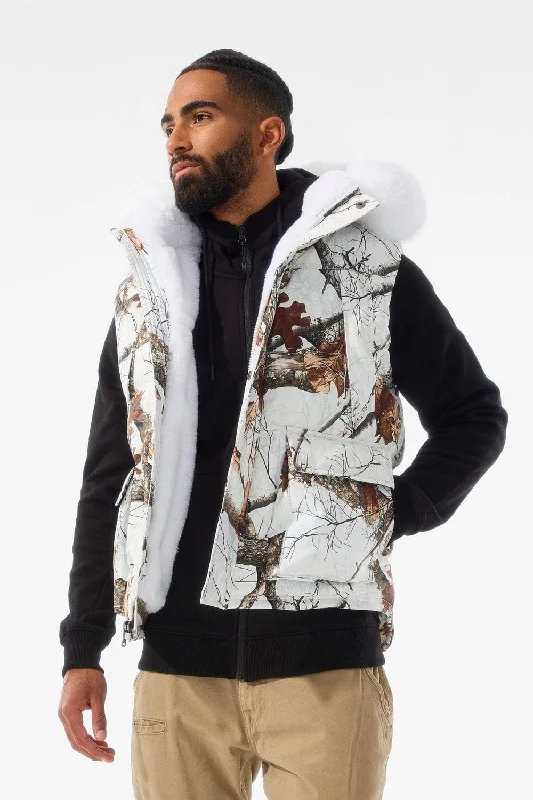 Yukon Fur Lined Puffer Vest (Snow Camo)