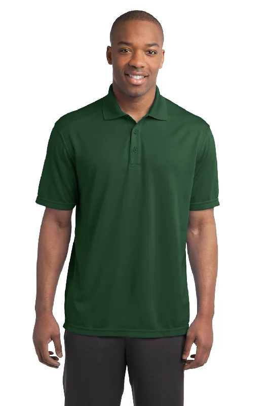 Sport-Tek Mens Micro-Mesh Moisture Wicking Short Sleeve Polo Shirt - Forest Green