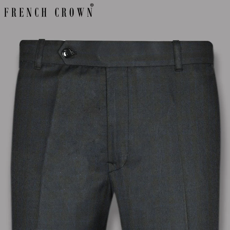 Charcoal Subtle windowpane Wool Blend Pant