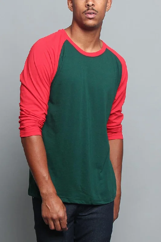 Men's Baseball T-Shirt (Green/Red)