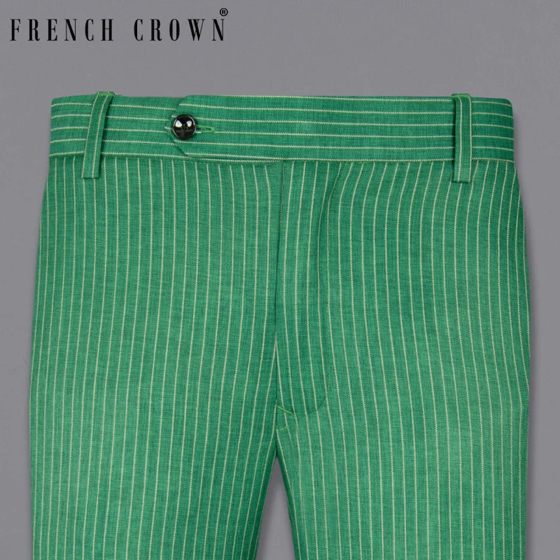 Viridian Green Striped Woolrich Pant