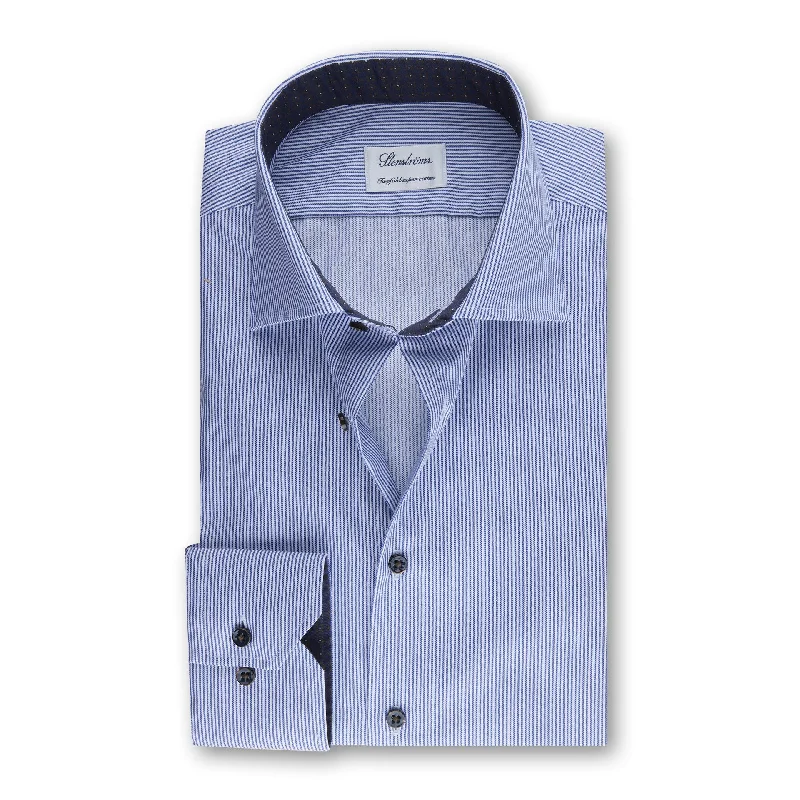 Light Blue Stripe twill Shirt Slimline - Stenströms