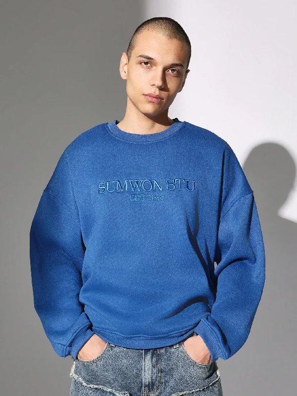 Oversized Fit Crew Neck Embroidered Sweatshirt