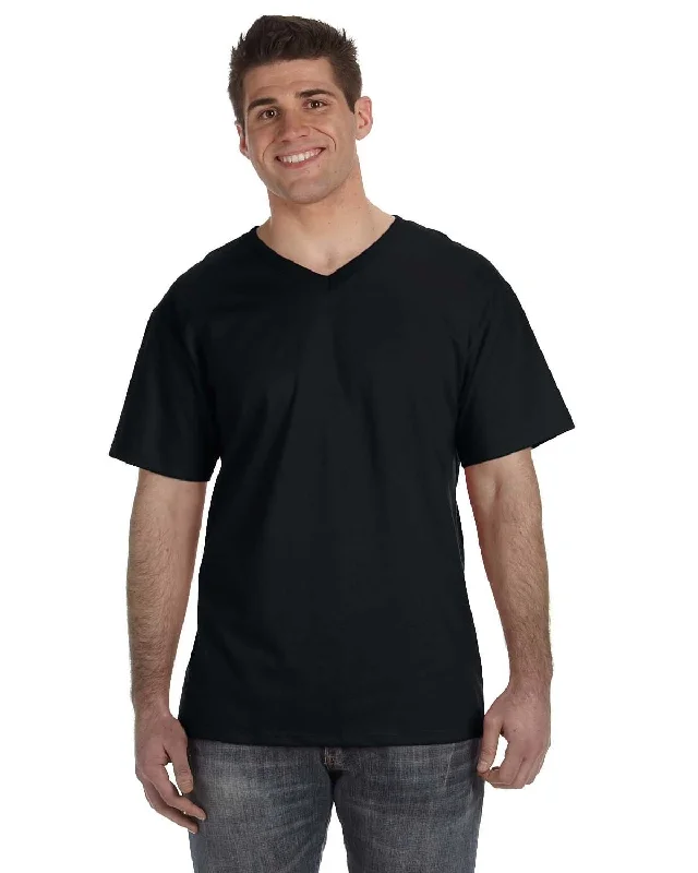 Fruit of the Loom 5 oz. 100% Heavy Cotton HD V-Neck T-Shirt | Black