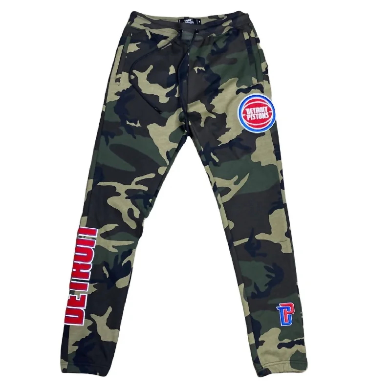 Men's Detroit Pistons Logo Pullover Sweatpants In Camo