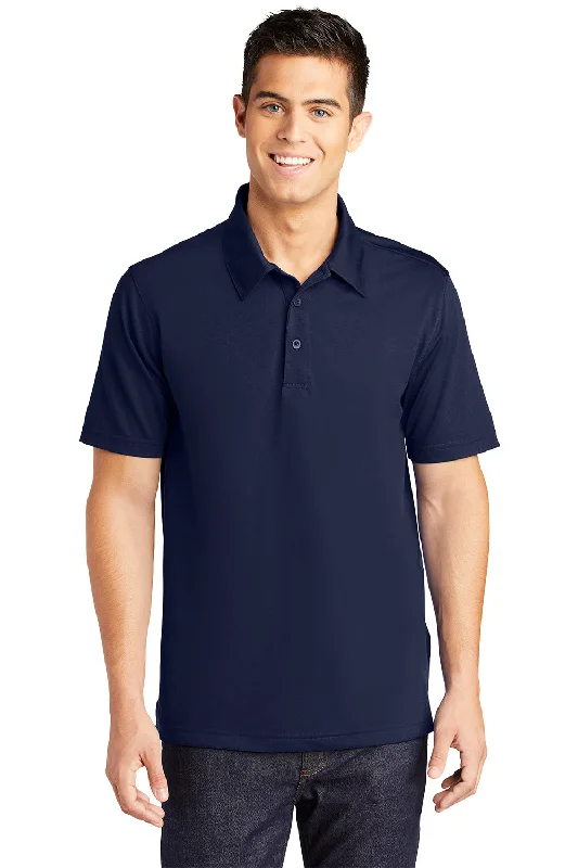 Sport-Tek Mens Active Mesh Moisture Wicking Short Sleeve Polo Shirt - True Navy Blue