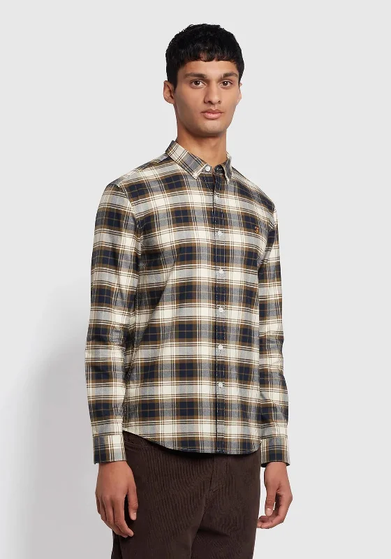 Farah Brewer Check Long Sleeve Shirt, Green Khaki