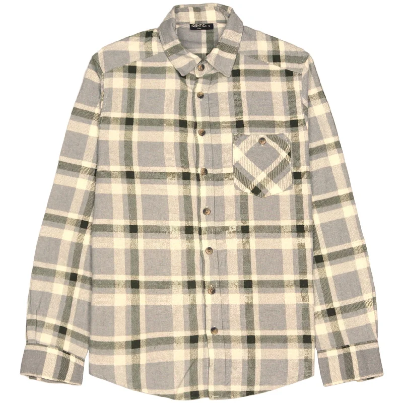 Identic Checkered Flannel Shirt Beige Green