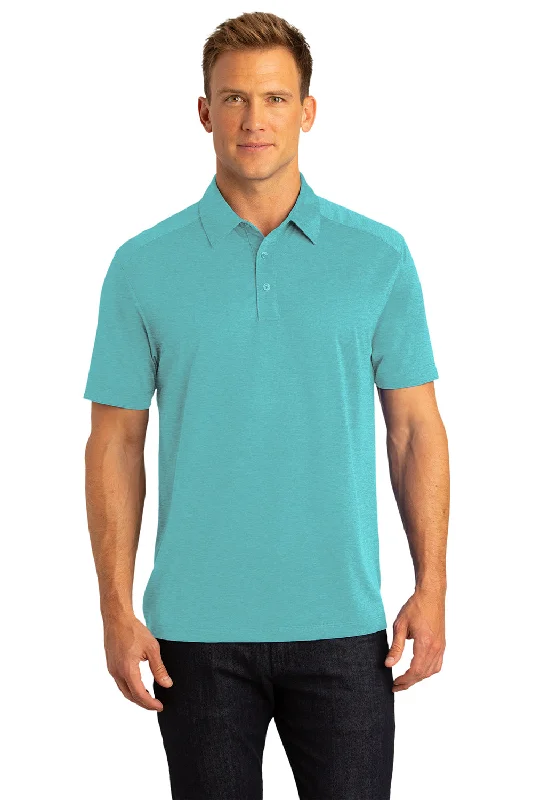 Port Authority Mens Digi Heather Performance Moisture Wicking Short Sleeve Polo Shirt - Maui Blue - Closeout