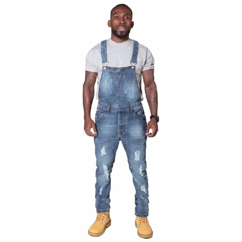 Fashion Full Length Denim jumpsuit Clothing Biker Pencil Long Pants Men Fitness Jeans