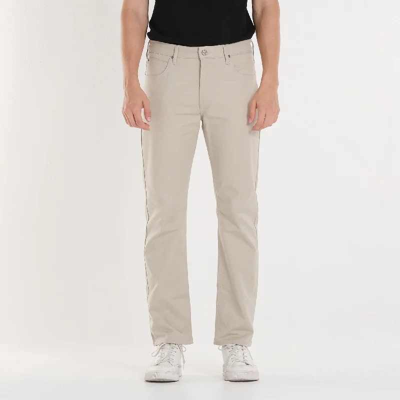 LEE MEN'S BROOKLYN STRAIGHT COLORED PANTS - BEIGE MID-RISE PANTS