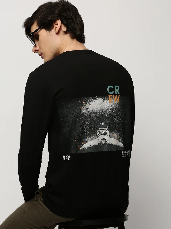 Men Black Graphics Casual Sweatshirts